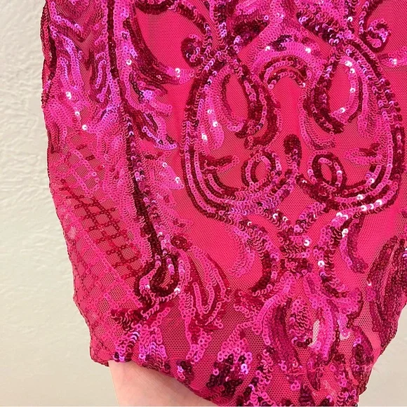 Windsor Dress Pink Sequin Mesh Prom HoCo Party XS Ashley - Picture 4 of 7
